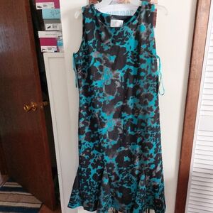 Julian Taylor Aqua and Black Patterned Dress